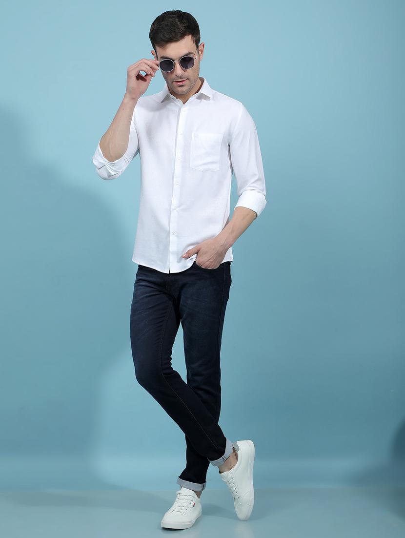 men solid long sleeve slim fit casual shirt - 21914348 - Standard Image - 5