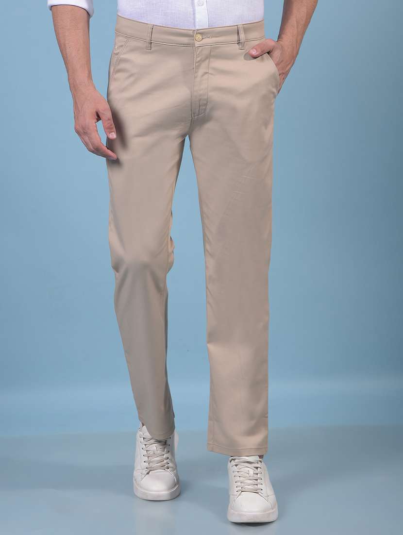 men solid mid rise flat front casual chinos  - 21914370 -  Zoom Image - 0