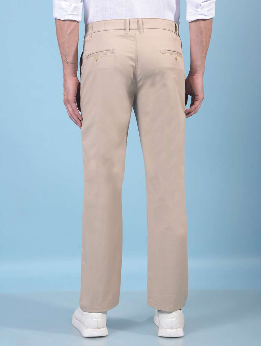 men solid mid rise flat front casual chinos - 21914370 - Standard Image - 3