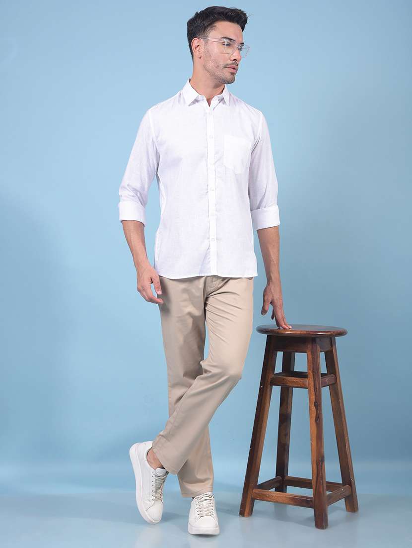 men solid mid rise flat front casual chinos - 21914370 - Standard Image - 5