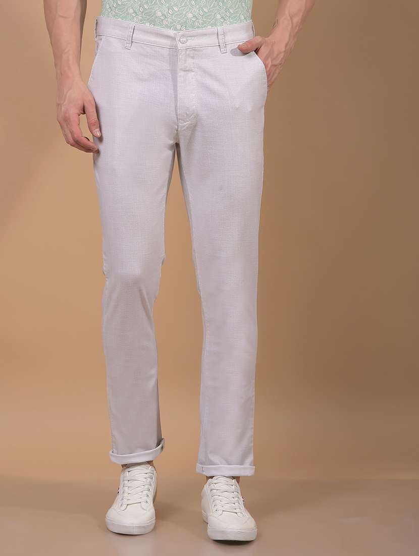 men solid mid rise flat front casual chinos 