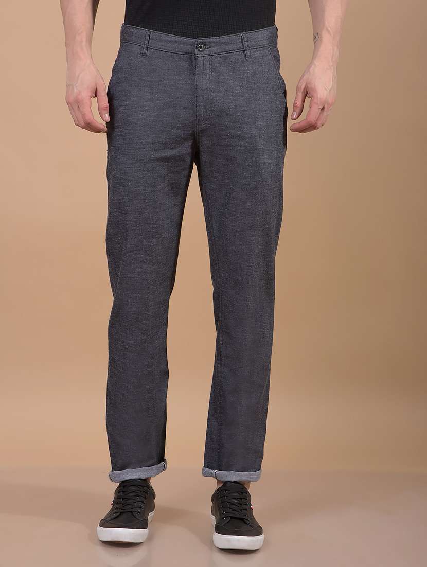 men solid mid rise flat front casual chinos 