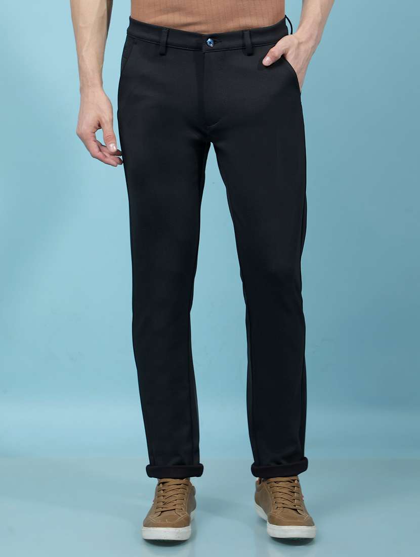 men solid mid rise flat front casual chinos - 21914374 - Zoom Image - 0