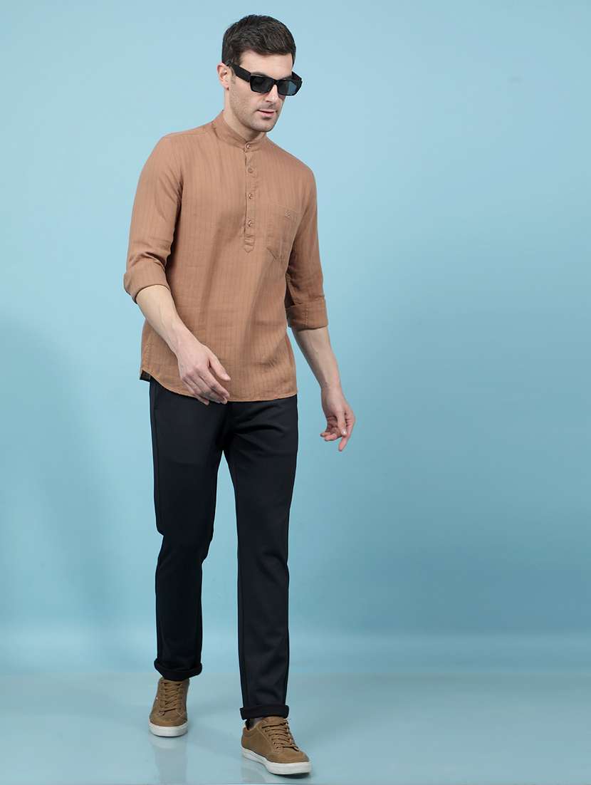 men solid mid rise flat front casual chinos - 21914374 - Standard Image - 5