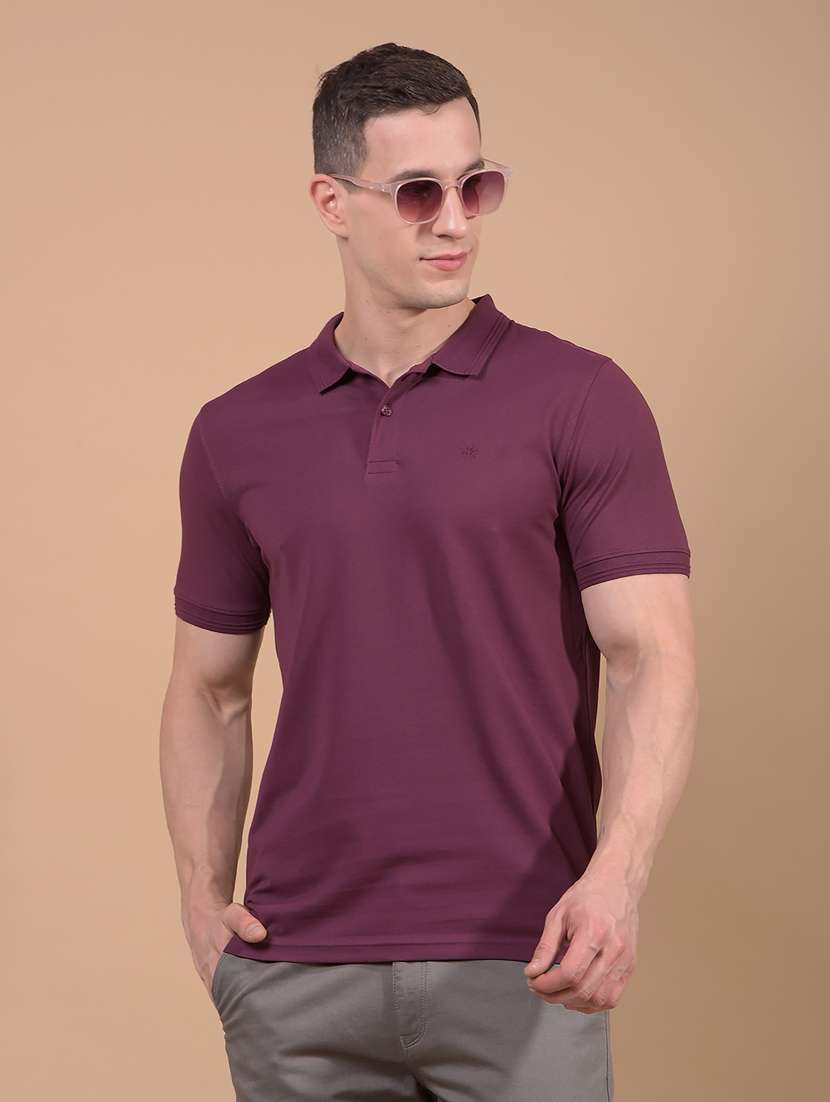 men solid short sleeve slim fit polo t-shirt