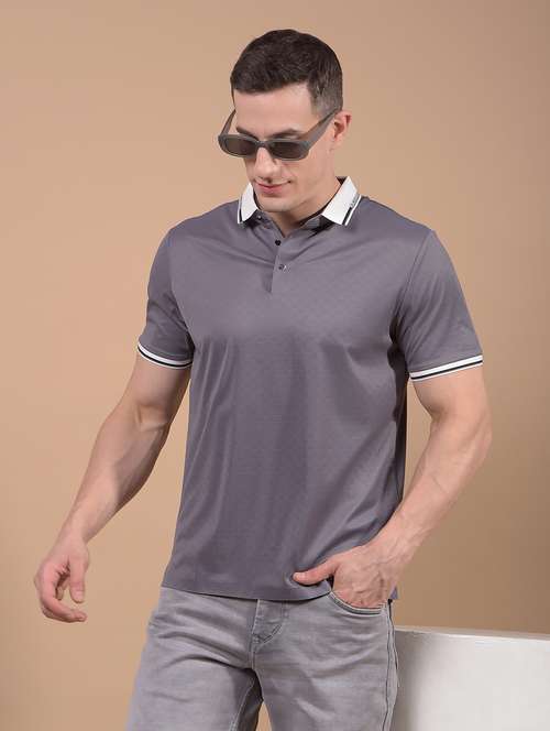 men self design short sleeve slim fit polo t-shirt - 21914418 -  Standard Image - 0