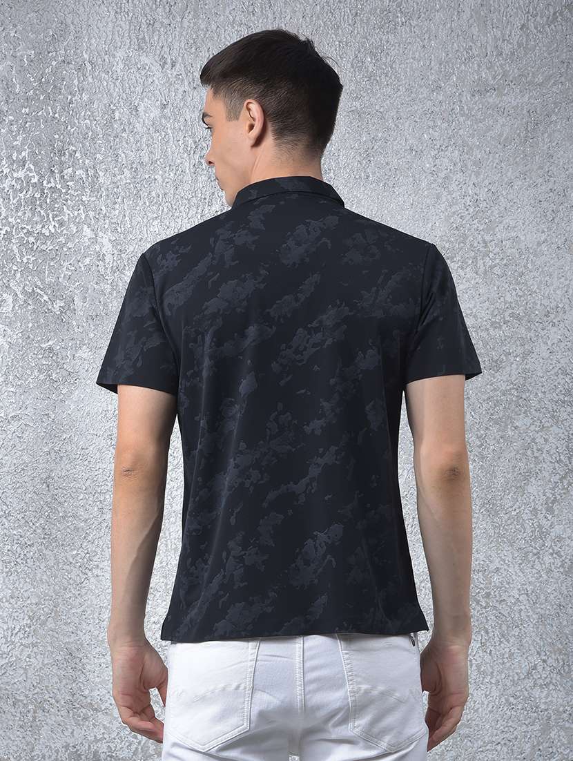 men printed short sleeve slim fit polo t-shirt - 21914430 -  Standard Image - 3