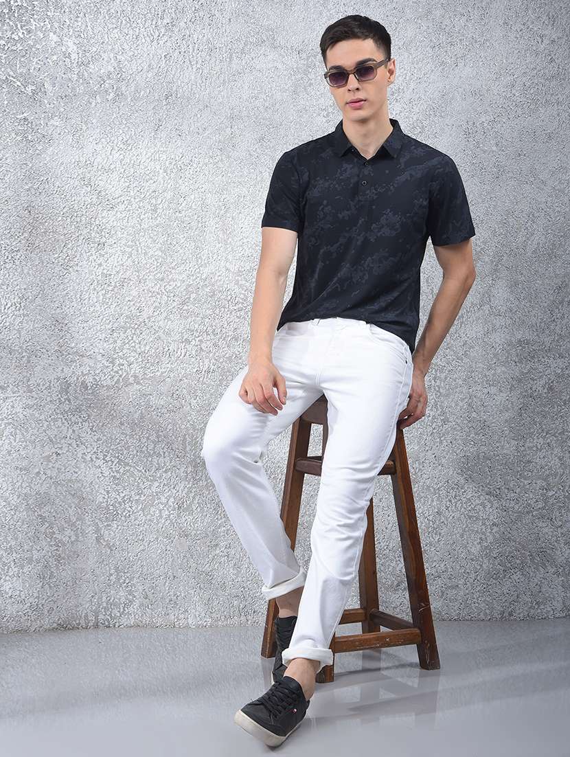 men printed short sleeve slim fit polo t-shirt - 21914430 -  Standard Image - 5
