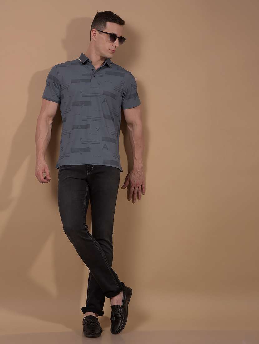 men printed short sleeve slim fit polo t-shirt - 21914433 -  Standard Image - 5