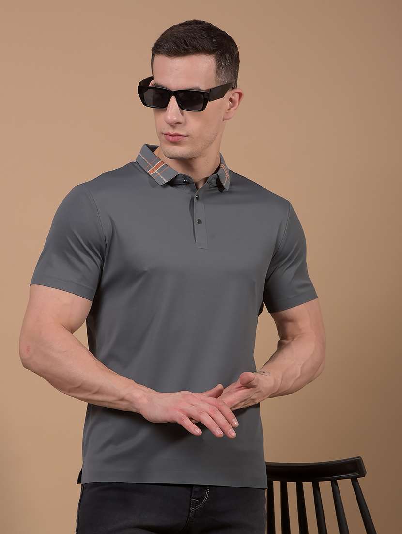 men solid short sleeve slim fit polo t-shirt