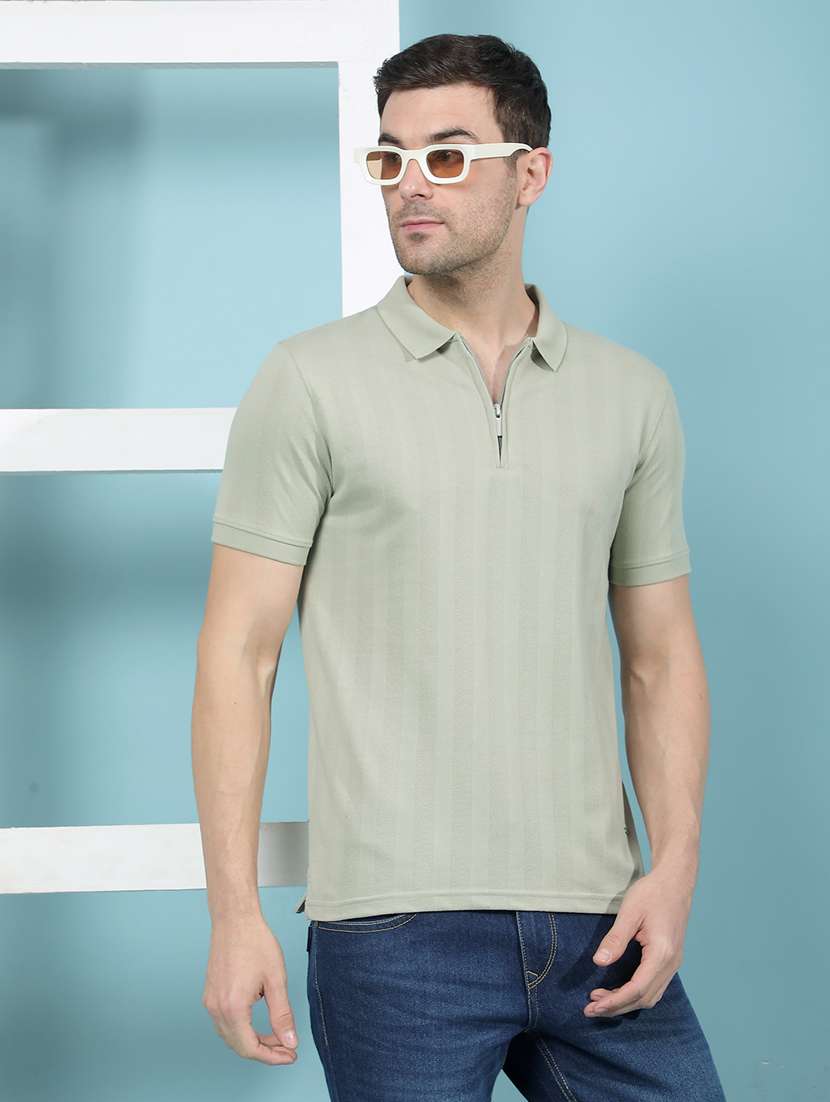men striped short sleeve slim fit polo t-shirt