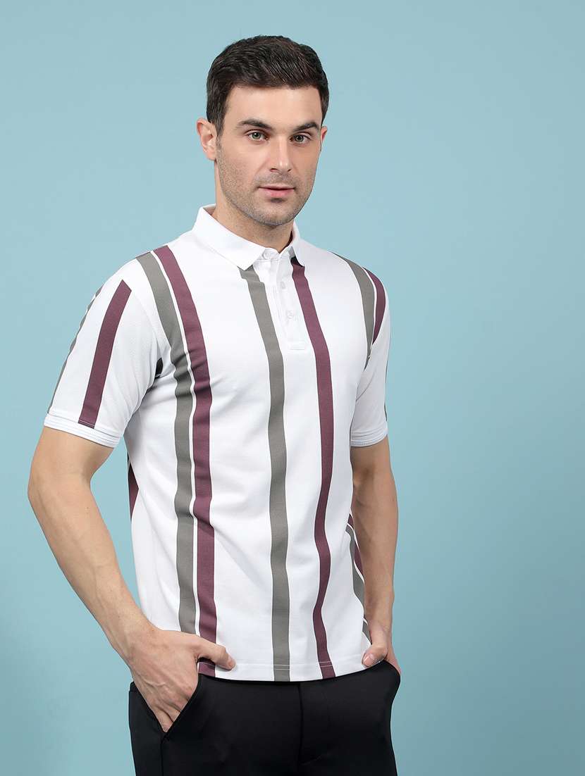 men striped short sleeve regular fit polo t-shirt - 21914449 -  Standard Image - 3