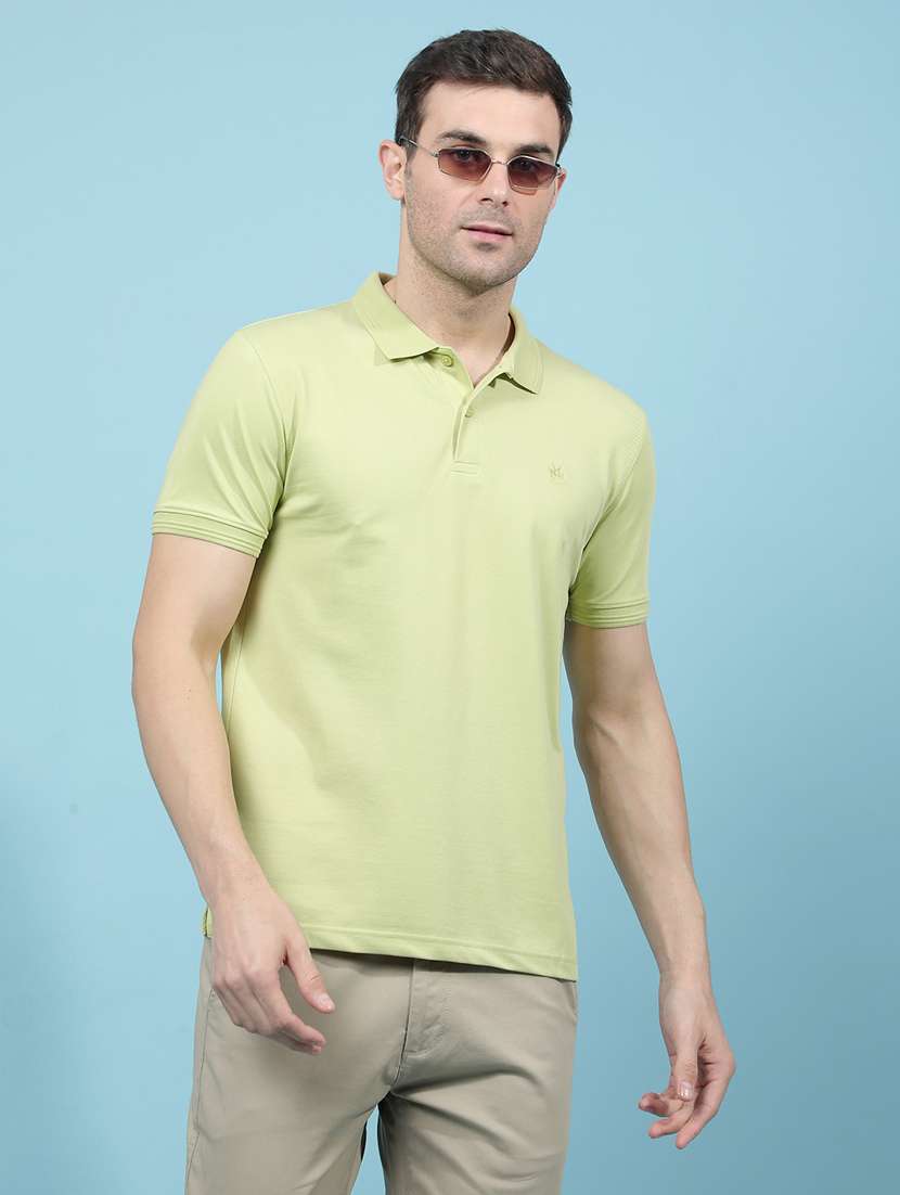 men solid short sleeve slim fit polo t-shirt