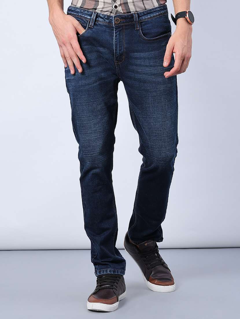men washed mid rise slim fit jeans