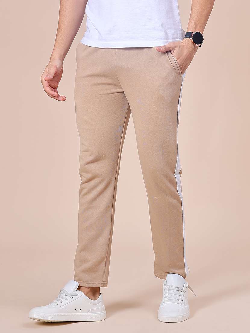 men side taped mid rise full length track pant