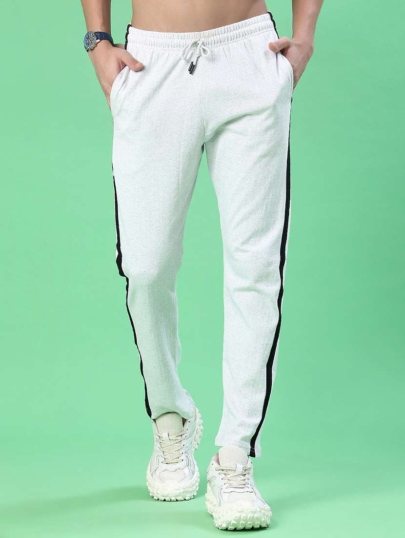 men side taped mid rise full length track pant