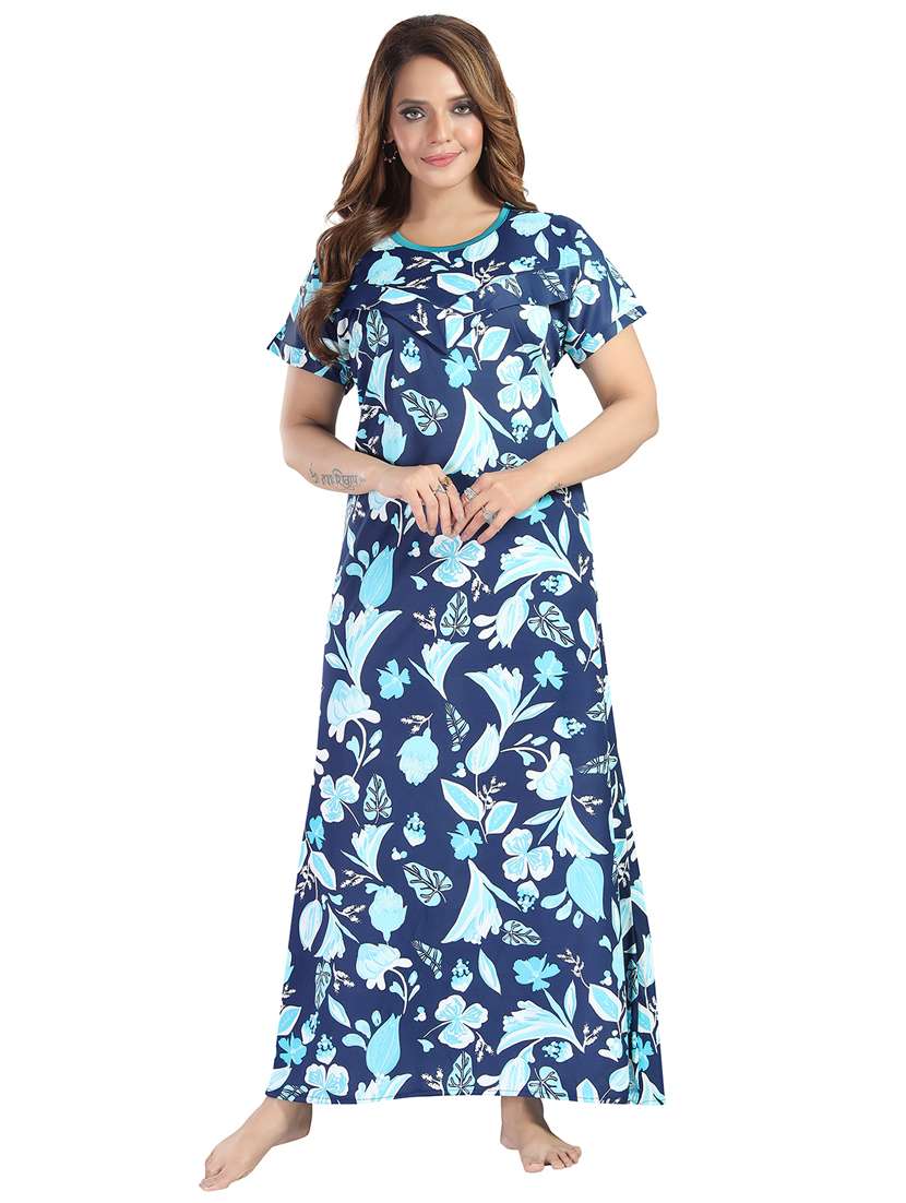 women printed short sleeve maternity wear nighty - 21915130 - Zoom Image - 0