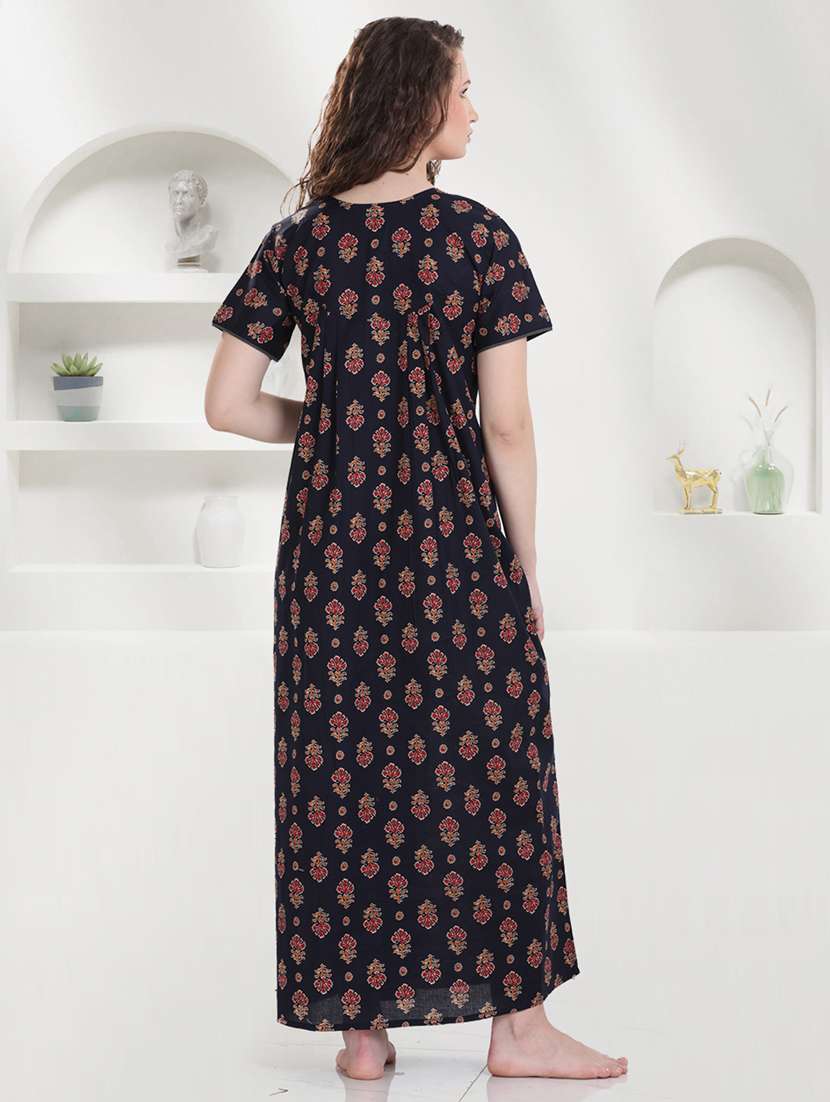 women printed short sleeves nighty - 21915374 -  Standard Image - 3