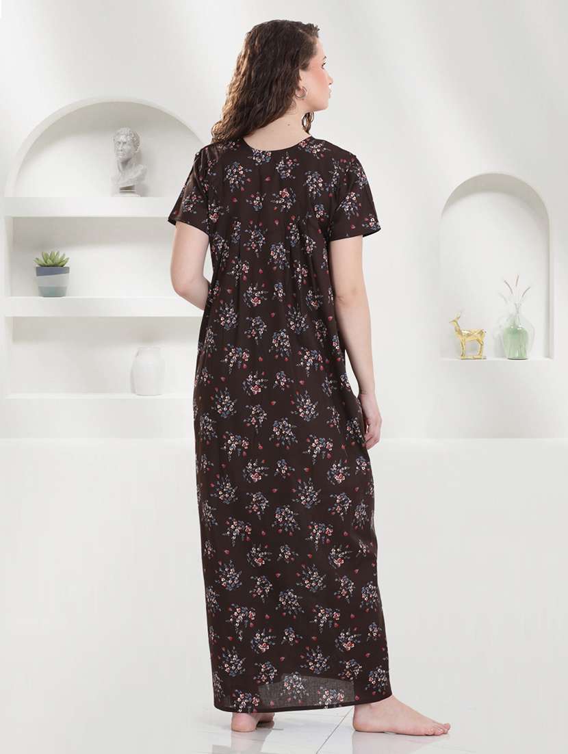 women floral printed short sleeves nighty - 21915377 -  Standard Image - 3