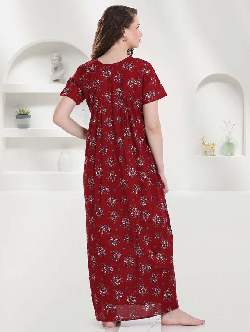 women floral printed short sleeves nighty - 21915378 -  Standard Image - 3