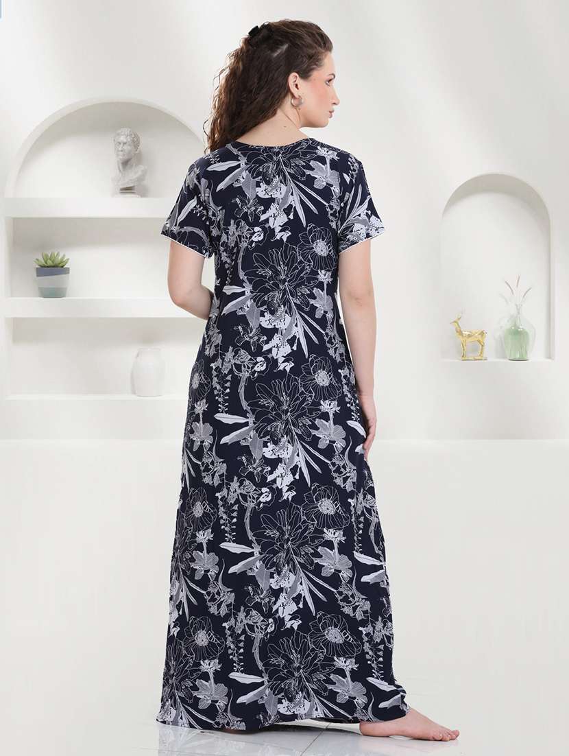 women floral printed short sleeves nighty - 21915382 -  Standard Image - 3