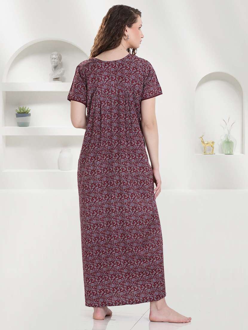 women printed short sleeves nighty - 21915394 -  Standard Image - 3