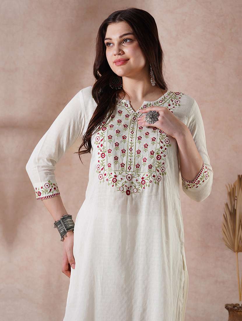 women three quarter sleeve kurta pant set - 21915403 -  Standard Image - 5