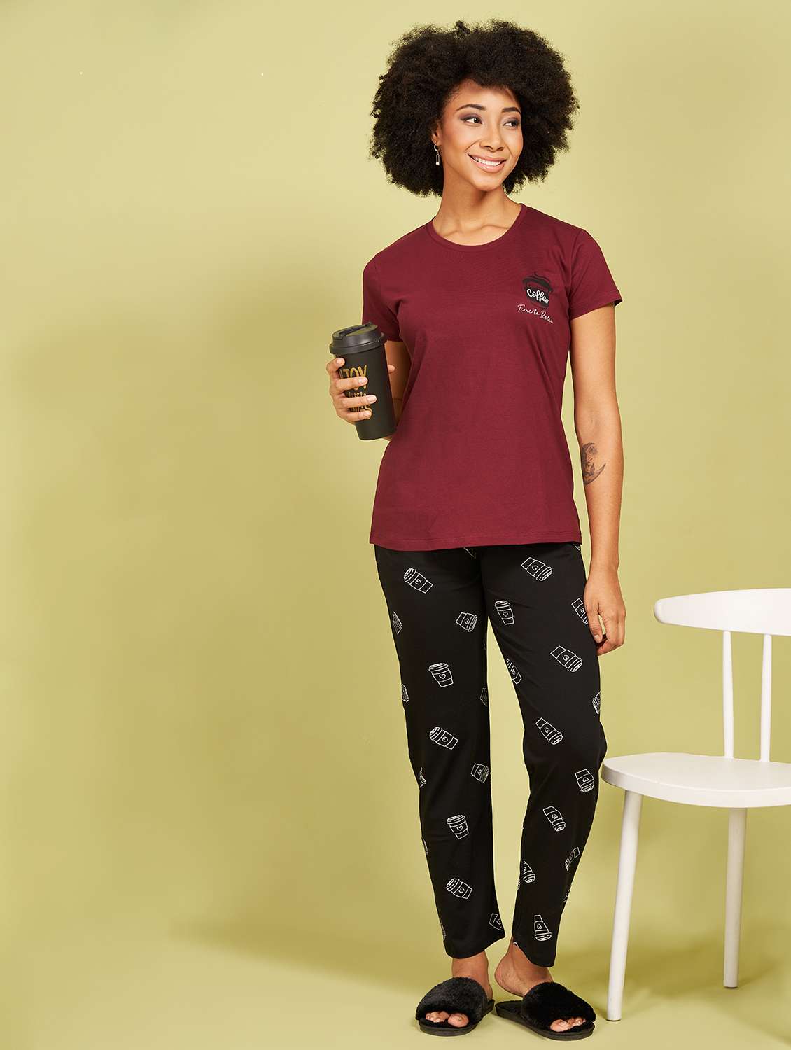 women printed nightwear pyjama set