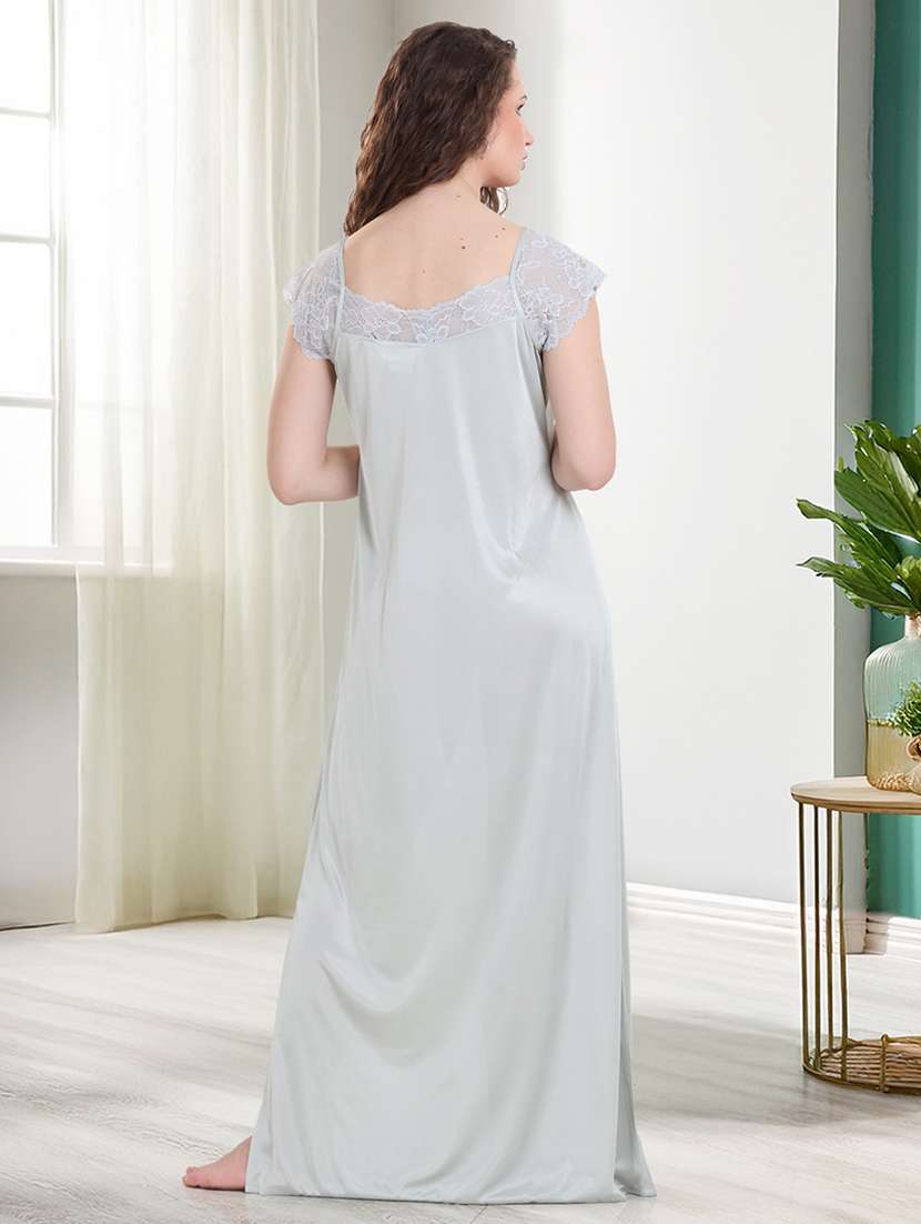 women solid lace detailed sleeveless nighty  - 21915423 -  Standard Image - 3