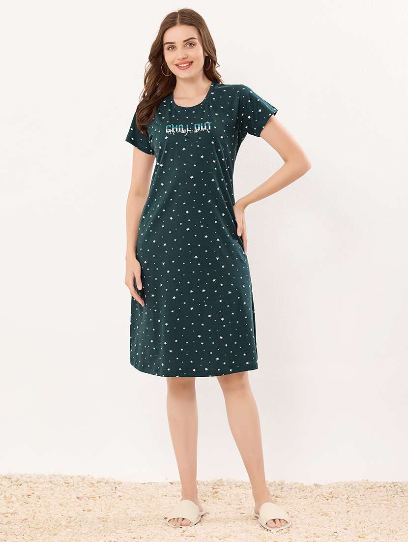 women printed short sleeve sleepshirt