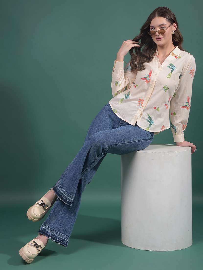 women embroidered collared long sleeves shirt - 21916040 -  Standard Image - 5