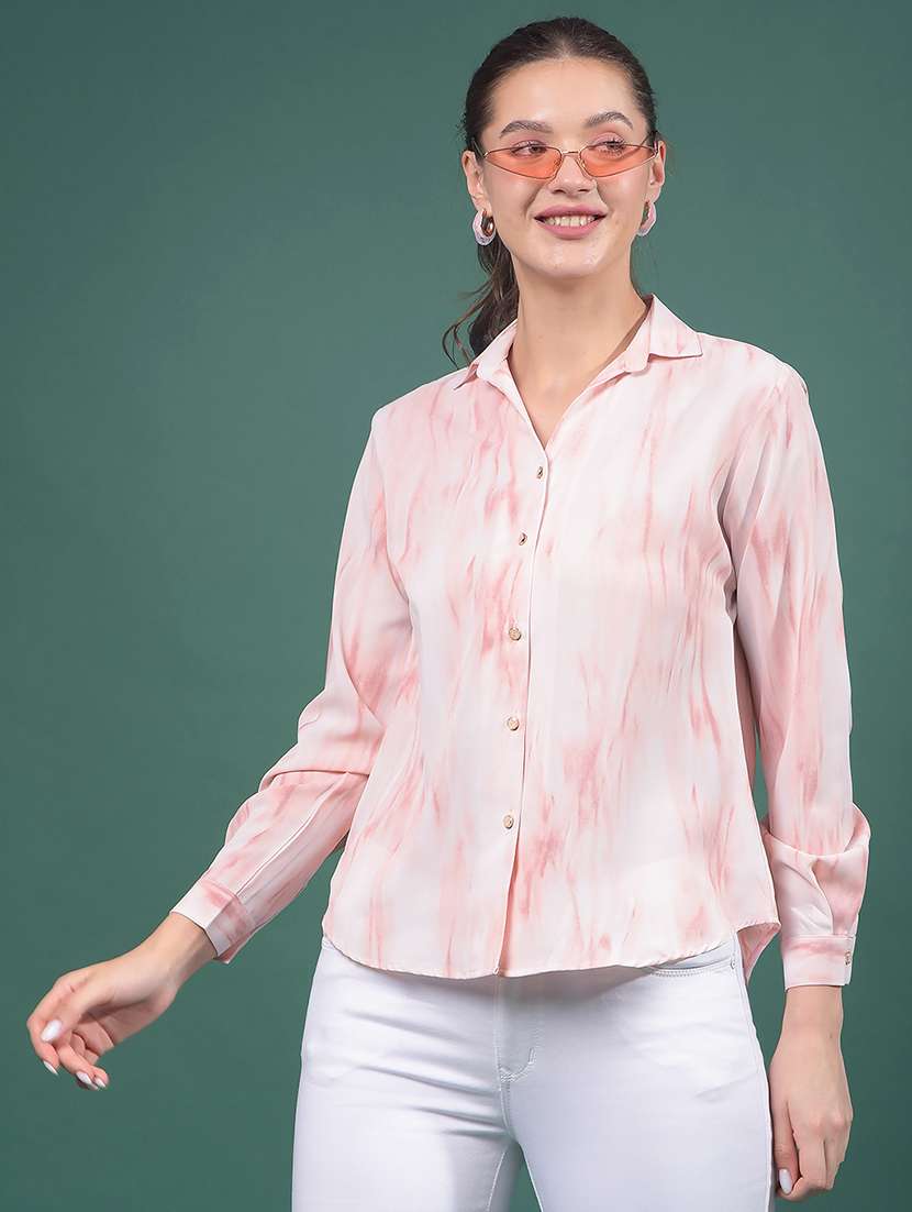 women tie & dye collared long sleeves shirt - 21916048 -  Zoom Image - 0