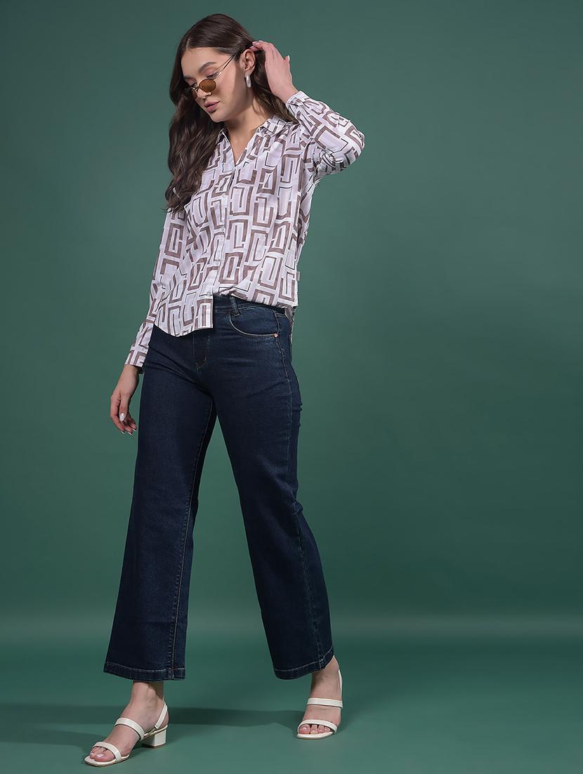 women printed collared long sleeves shirt - 21916050 - Standard Image - 5