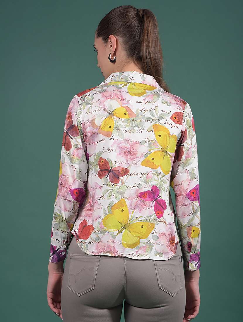 women floral printed collared long sleeves shirt - 21916051 -  Standard Image - 3