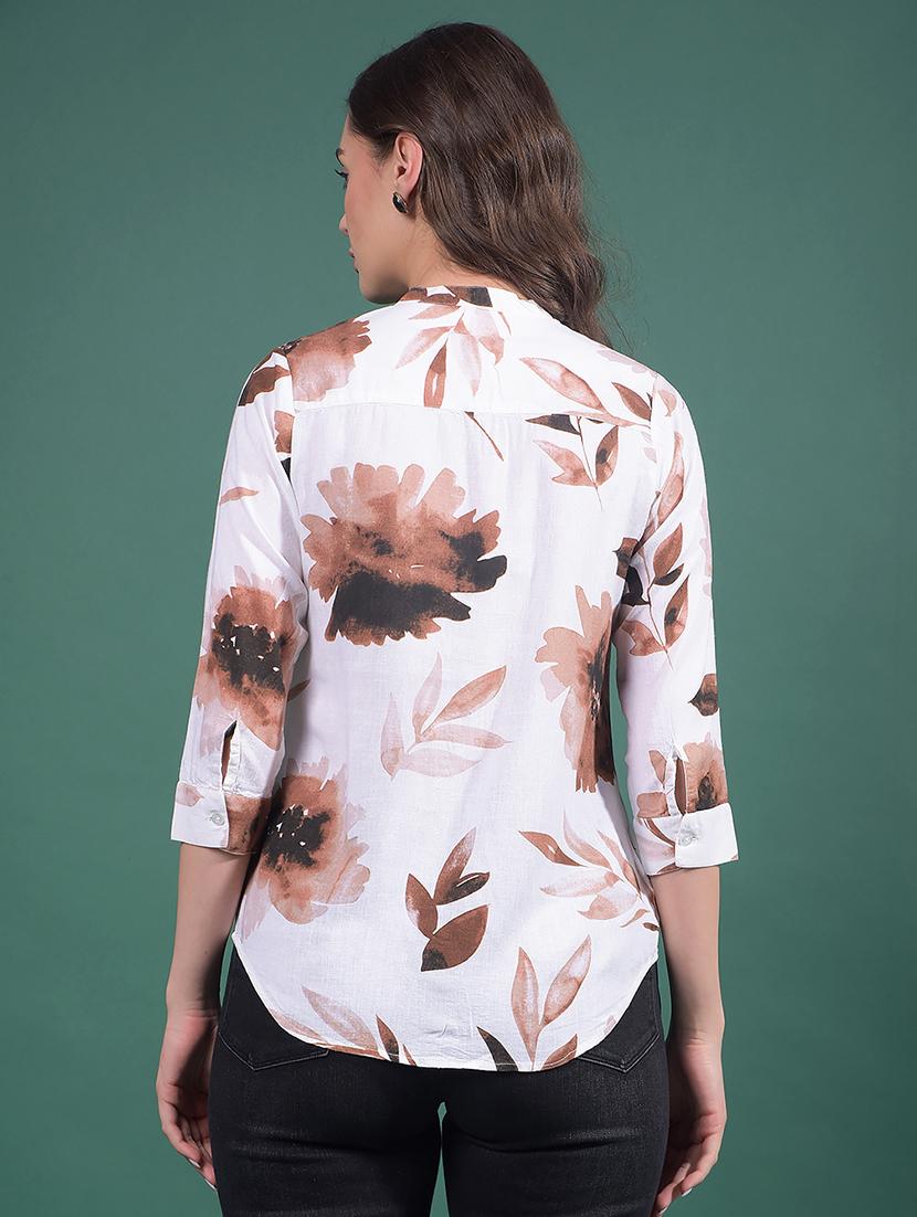 women floral printed mandarin neck shirt - 21916055 - Standard Image - 3