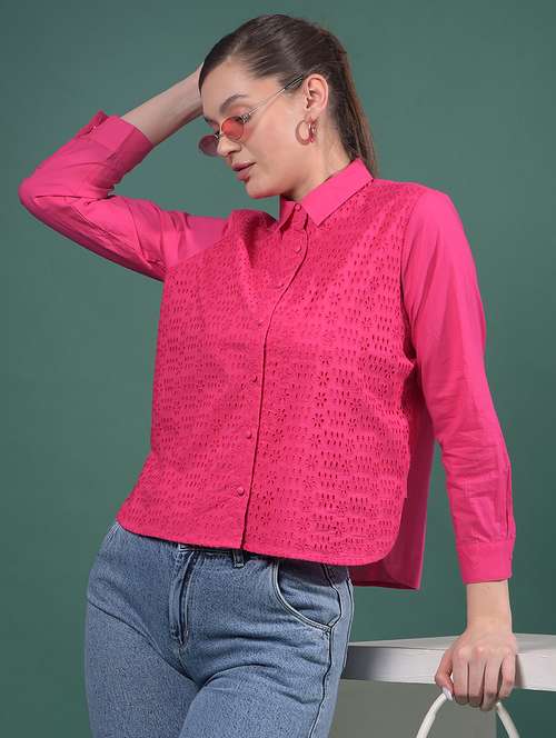 women solid collared long sleeves shirt - 21916057 -  Standard Image - 0