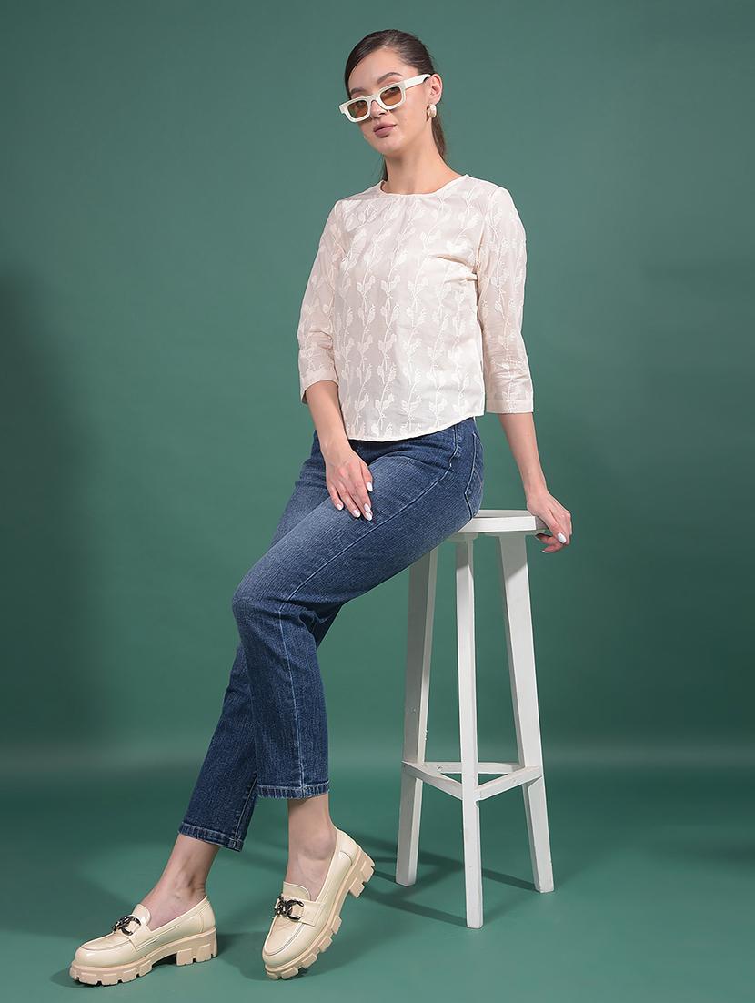 women emboidered round neck regular top - 21916078 - Standard Image - 5