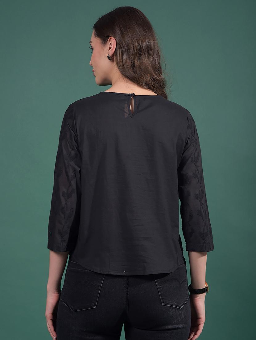 women embroidered round neck regular top - 21916079 - Standard Image - 3