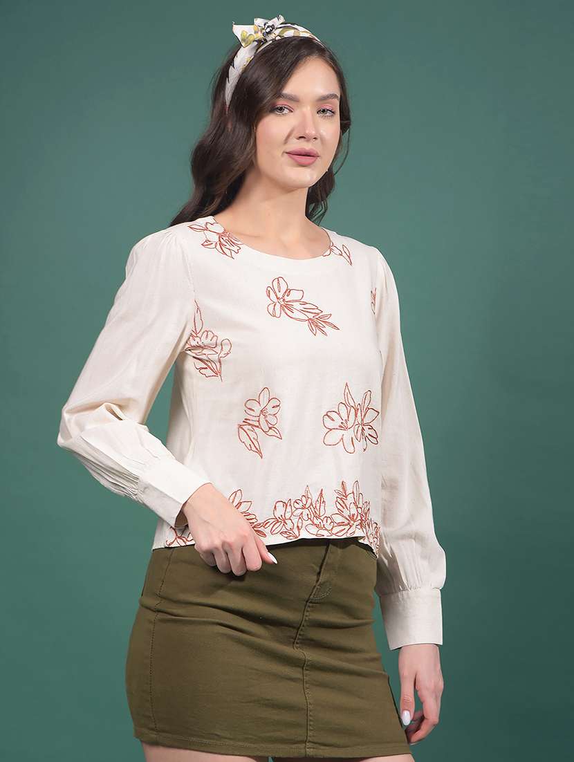 women embroidered round neck regular top - 21916087 - Standard Image - 3