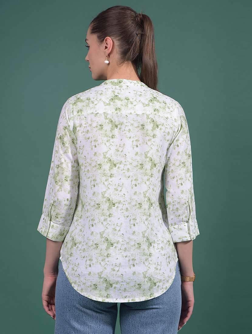 women printed mandarin neck regular top - 21916091 - Standard Image - 3