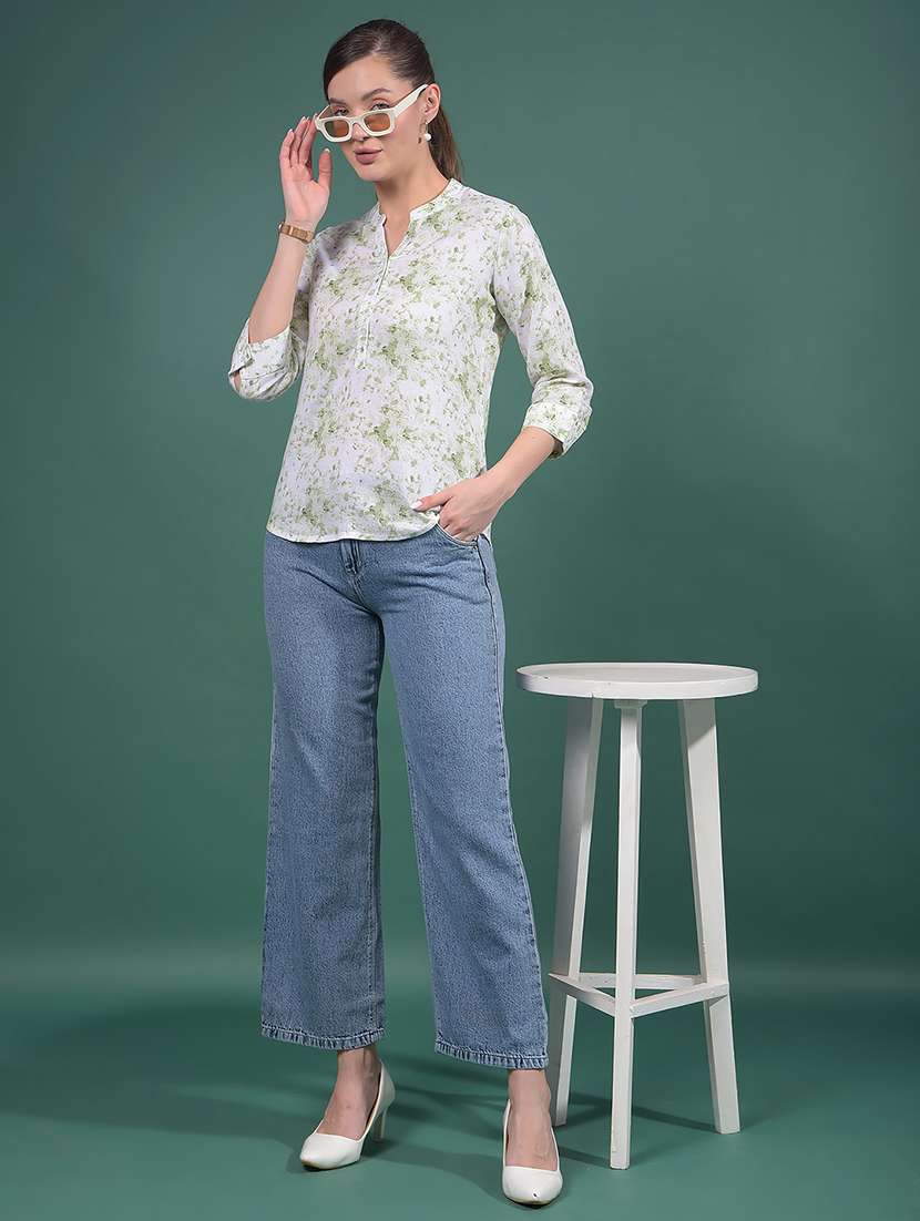 women printed mandarin neck regular top - 21916091 - Standard Image - 5