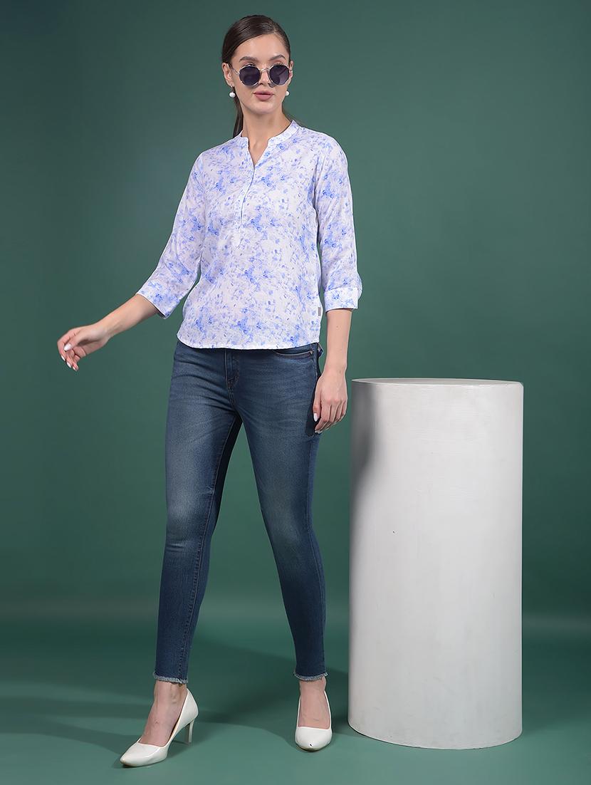 women printed mandarin neck regular top - 21916092 - Standard Image - 5