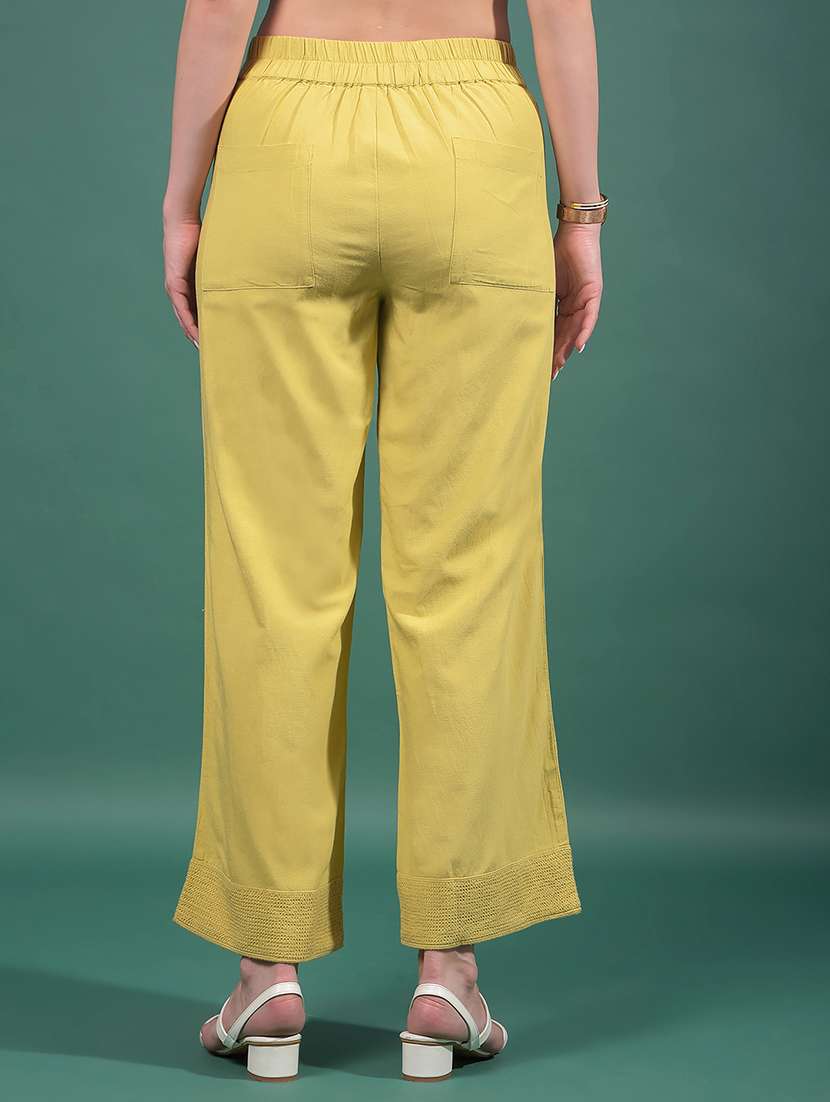 women solid mid rise wide leg trouser - 21916099 -  Standard Image - 3