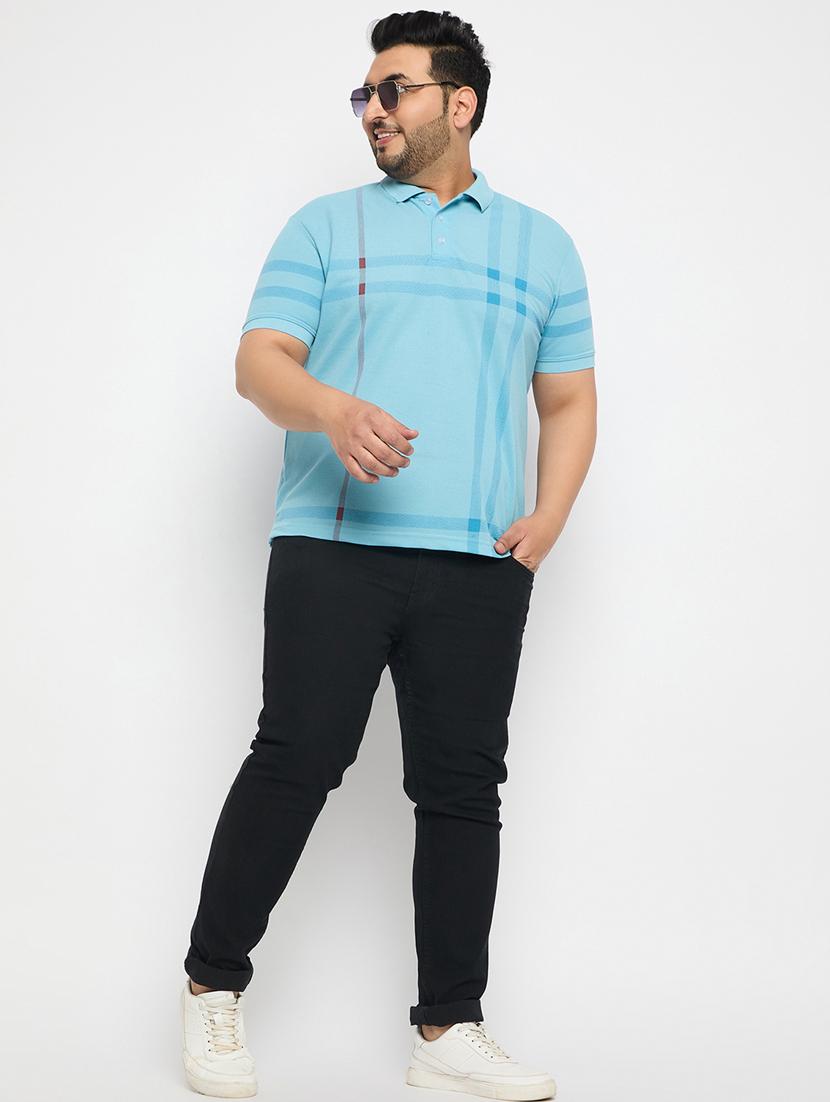 men plus size checkered short sleeve slim fit polo t-shirt - 21916151 - Standard Image - 3