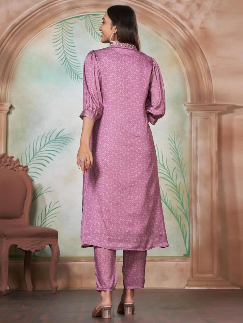 women three quarter sleeve kurta pant set - 21916158 - Standard Image - 3