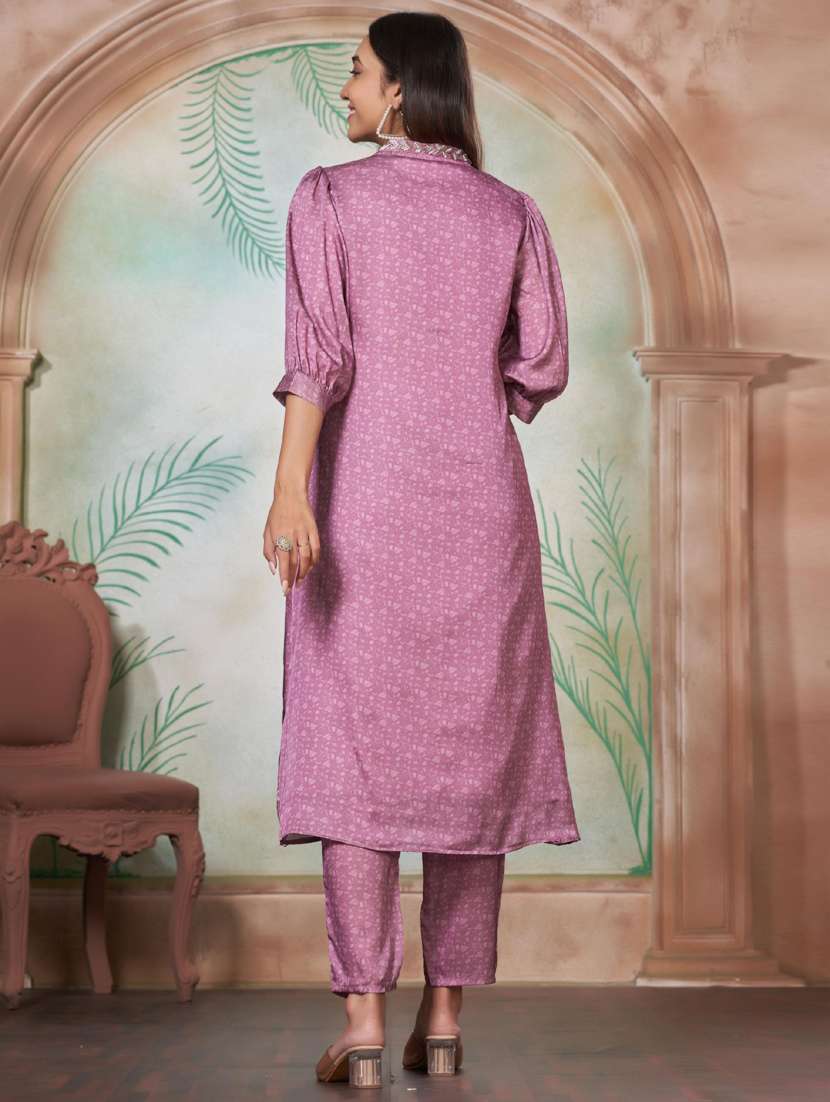 women three quarter sleeve kurta pant set - 21916162 - Standard Image - 3