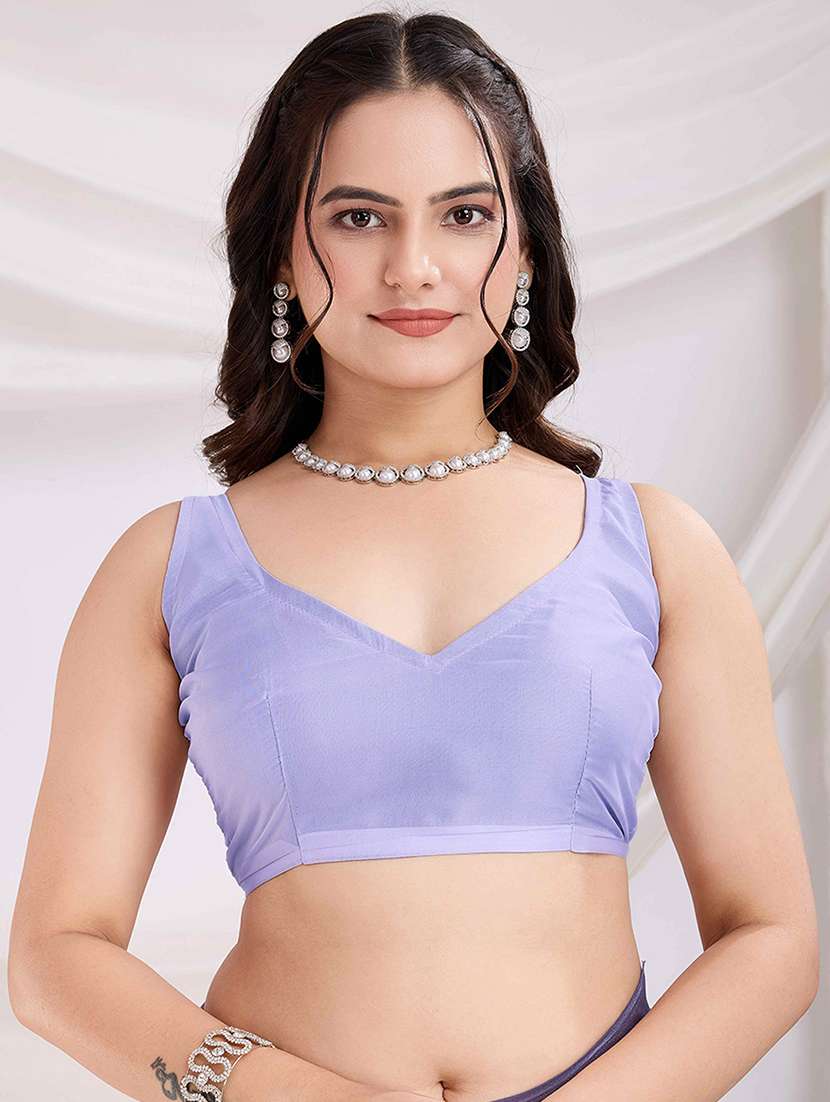 women solid with work embroidered saree with blouse - 21916224 - Standard Image - 5
