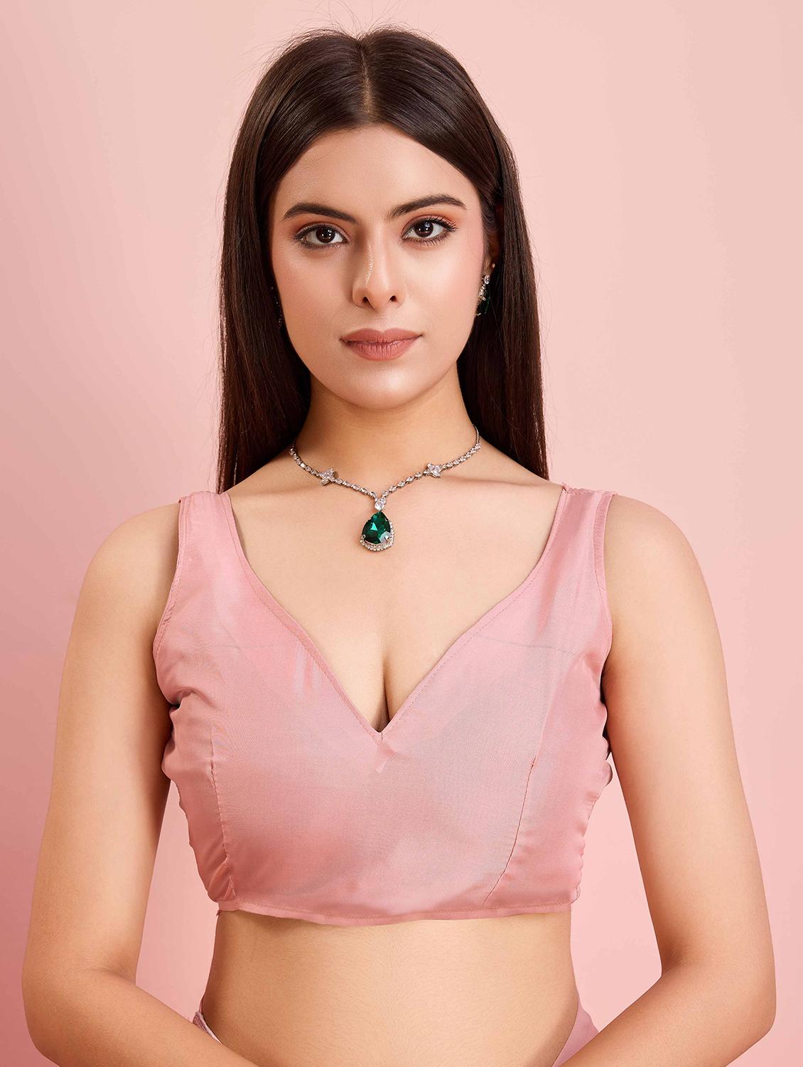 women solid with work embellished saree with blouse - 21916234 - Standard Image - 5