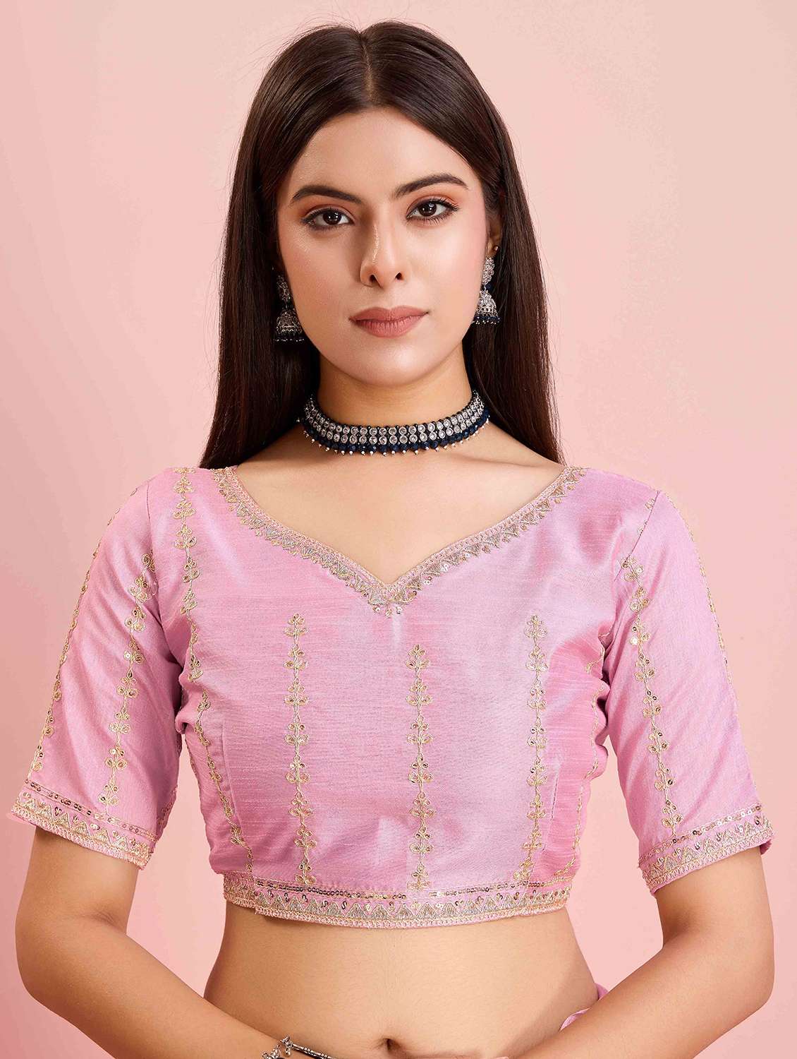 women solid with bordered saree with blouse - 21916245 -  Standard Image - 5