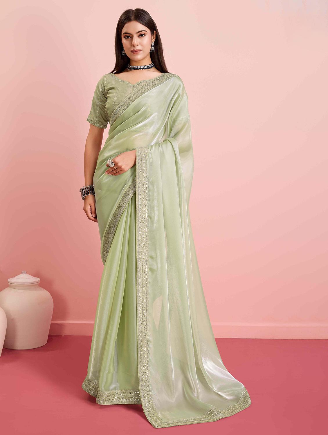 women solid with bordered saree with blouse - 21916246 - Zoom Image - 0